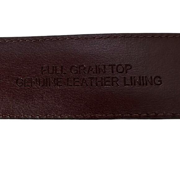 Jos A Bank Leather Belt Size 34 Dress Dark Brown Silver Buckle Career Business - Picture 8 of 12